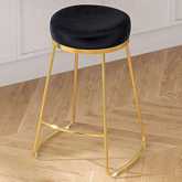 Jane 26" Counter Stool in Black Boucle Fabric & Gold Metal