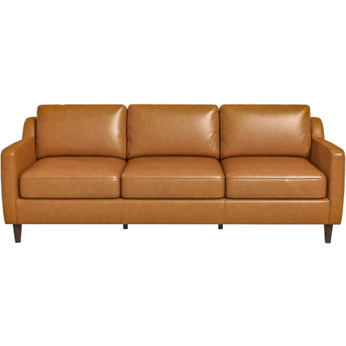 Cooper Mid-Century Modern Sofa in Tan Leather