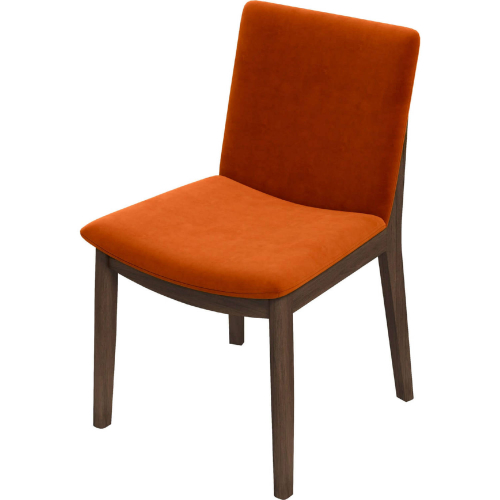 Laura Dining Chair in Burnt Orange Velvet & Wood (Set of 2)