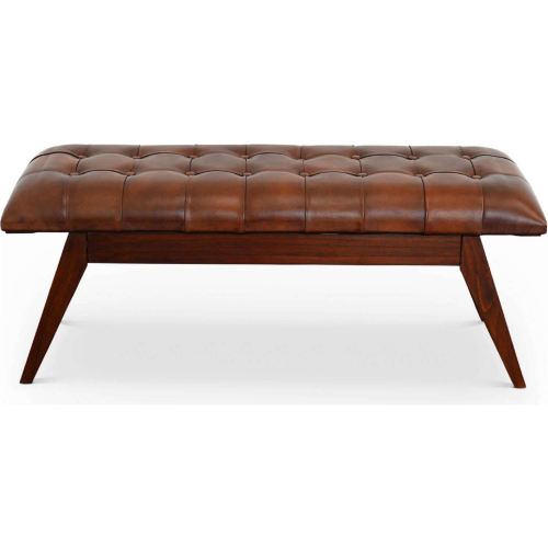 Maja Bench in Dark Cognac Tan Leather