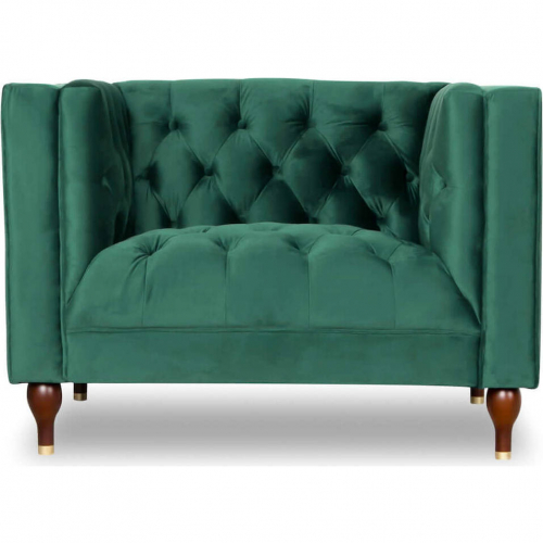 Evelyn Accent Lounge Chair in Tufted Green Velvet