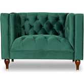 Evelyn Accent Lounge Chair in Tufted Green Velvet