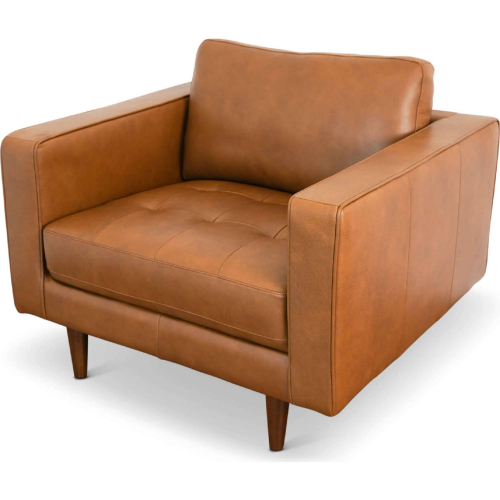 Catherine Accent Lounge Chair in Tufted Tan Leather