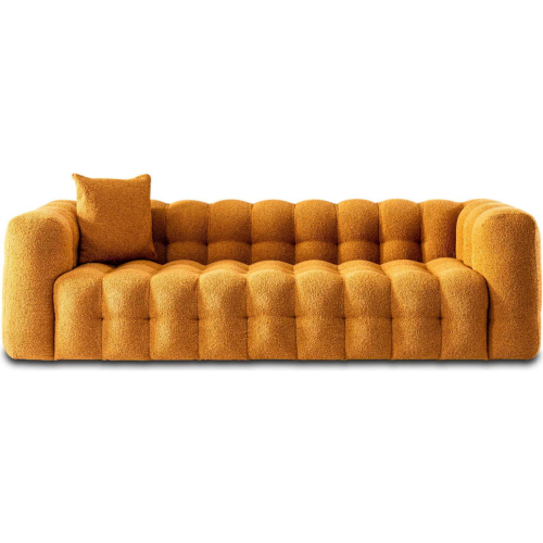 Eden Chesterfield Sofa in Tufted Orange Boucle Fabric