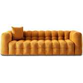 Eden Chesterfield Sofa in Tufted Orange Boucle Fabric