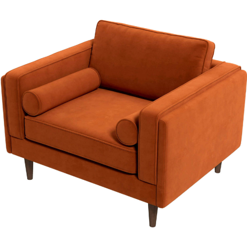 Amber Accent Lounge Chair in Burnt Orange Velvet & Wood