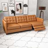 Christopher Sofa with Power Right Facing Recline in Tufted Tan Leather
