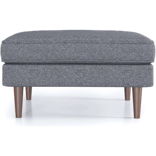 Amber Square Ottoman in Grey Linen & Wood