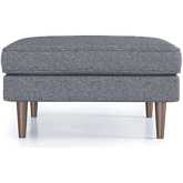 Amber Square Ottoman in Grey Linen & Wood