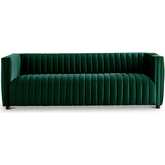 Dominic Sofa in Channel Tufted Green Velvet