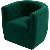 Delaney Accent Swivel Chair in Green Velvet