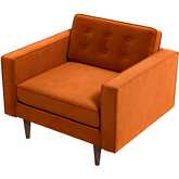 Casey Accent Lounge Chair in Tufted Burnt Orange Velvet