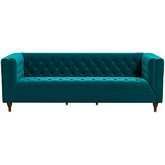 Evelyn Chesterfield Sofa in Tufted Teal Velvet