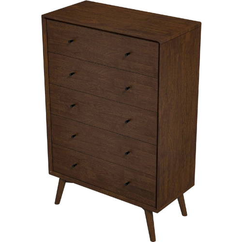 Caroline 5 Drawer Dresser in Walnut Finish Wood