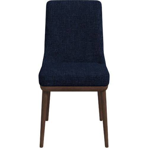 Kate Dining Chair in Dark Blue Fabric & Wood (Set of 2)