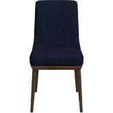 Kate Dining Chair in Dark Blue Fabric & Wood (Set of 2)