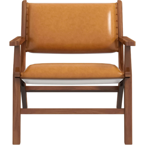 Hendrix Accent Arm Chair Antique Tan Leather & Wood