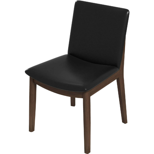 Laura Dining Chair in Black Leatherette & Wood (Set of 2)