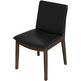 Laura Dining Chair in Black Leatherette & Wood (Set of 2)