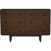 Alexa 6 Drawer Dresser in Walnut Finish Wood