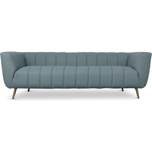 LaMattina Sofa in Channel Tufted Blue Italian Leather