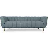 LaMattina Sofa in Channel Tufted Blue Italian Leather