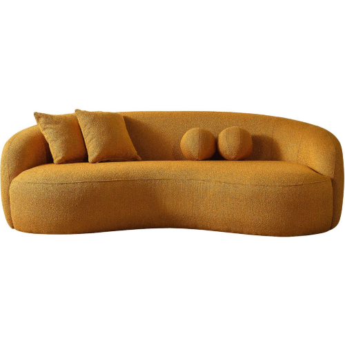 Drake Curvy Sofa in Yellow Boucle Fabric