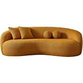 Drake Curvy Sofa in Yellow Boucle Fabric
