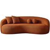 Drake Curvy Sofa in Orange Boucle Fabric