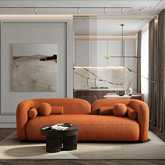 Donna Sofa in Orange Boucle Fabric