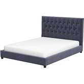 Donald Queen Platform Bed in Tufted Grey Velvet