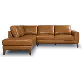 London Sectional Sofa with Left Facing Chaise in Tan Leather