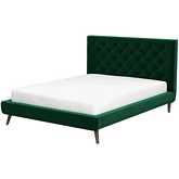 Dillon Queen Platform Bed in Tufted Dark Green Velvet