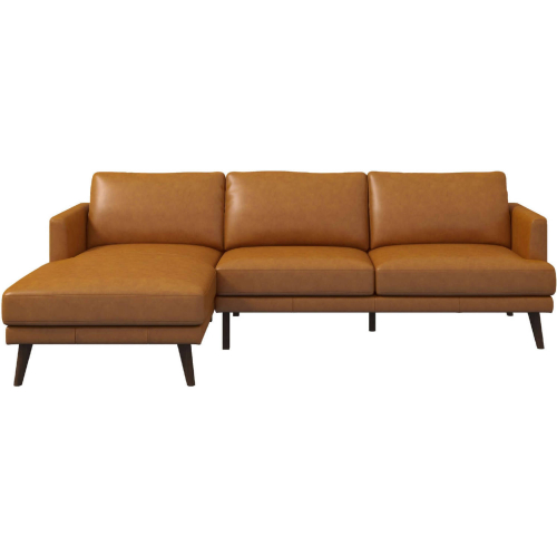 Lore L Shaped Sectional Sofa with Left Facing Chaise in Tan Leather