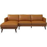 Lore L Shaped Sectional Sofa with Left Facing Chaise in Tan Leather