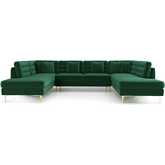 Brooke U Shape Sectional Sofa in Tufted Green Velvet