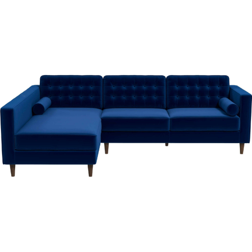 Christian Sectional Sofa with Left Facing Chaise in Blue Velvet