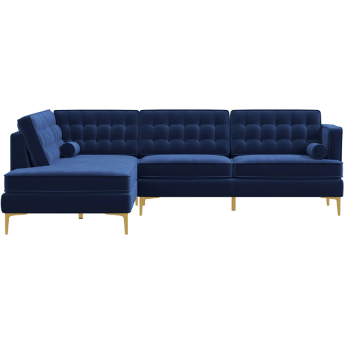 Brooke Sectional Sofa with Left Facing Chaise in Tufted Blue Velvet
