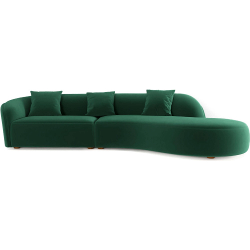 Elijah 126" Curvy Sectional Sofa in Green Velvet