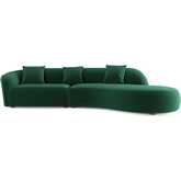Elijah 126" Curvy Sectional Sofa in Green Velvet