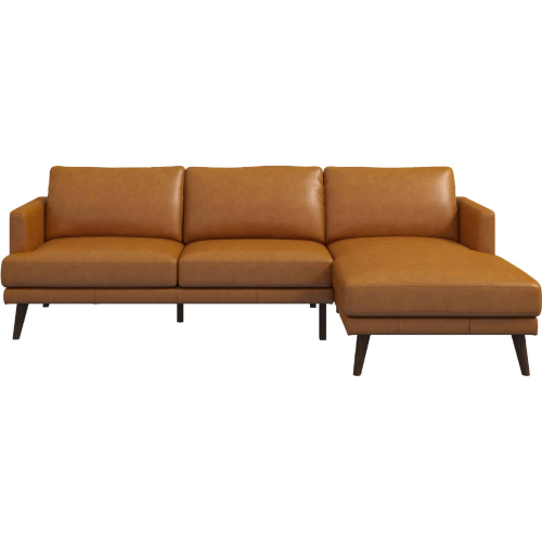 Lore L Shaped Sectional Sofa with Right Facing Chaise in Tan Leather