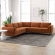 Amber Corner Sectional Sofa in Orange Velvet & Wood