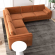 Amber Corner Sectional Sofa in Orange Velvet & Wood
