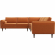 Amber Corner Sectional Sofa in Orange Velvet & Wood