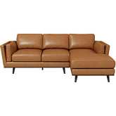 Chase Sectional Sofa with Right Facing Chaise in Tan Leather