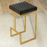 Joel Bar Stool in Black Fabric & Gold Metal