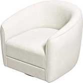 Elise Swivel Accent Chair in Beige Boucle Fabric