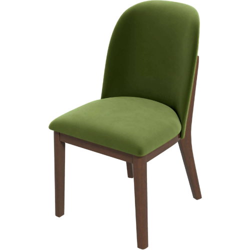 Kaitlyn Dining Chair in Green Velvet & Wood (Set of 2)