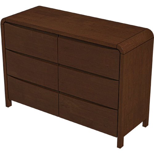 Lionel 6 Drawer Dresser in Walnut Finish Wood