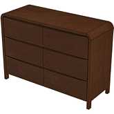 Lionel 6 Drawer Dresser in Walnut Finish Wood